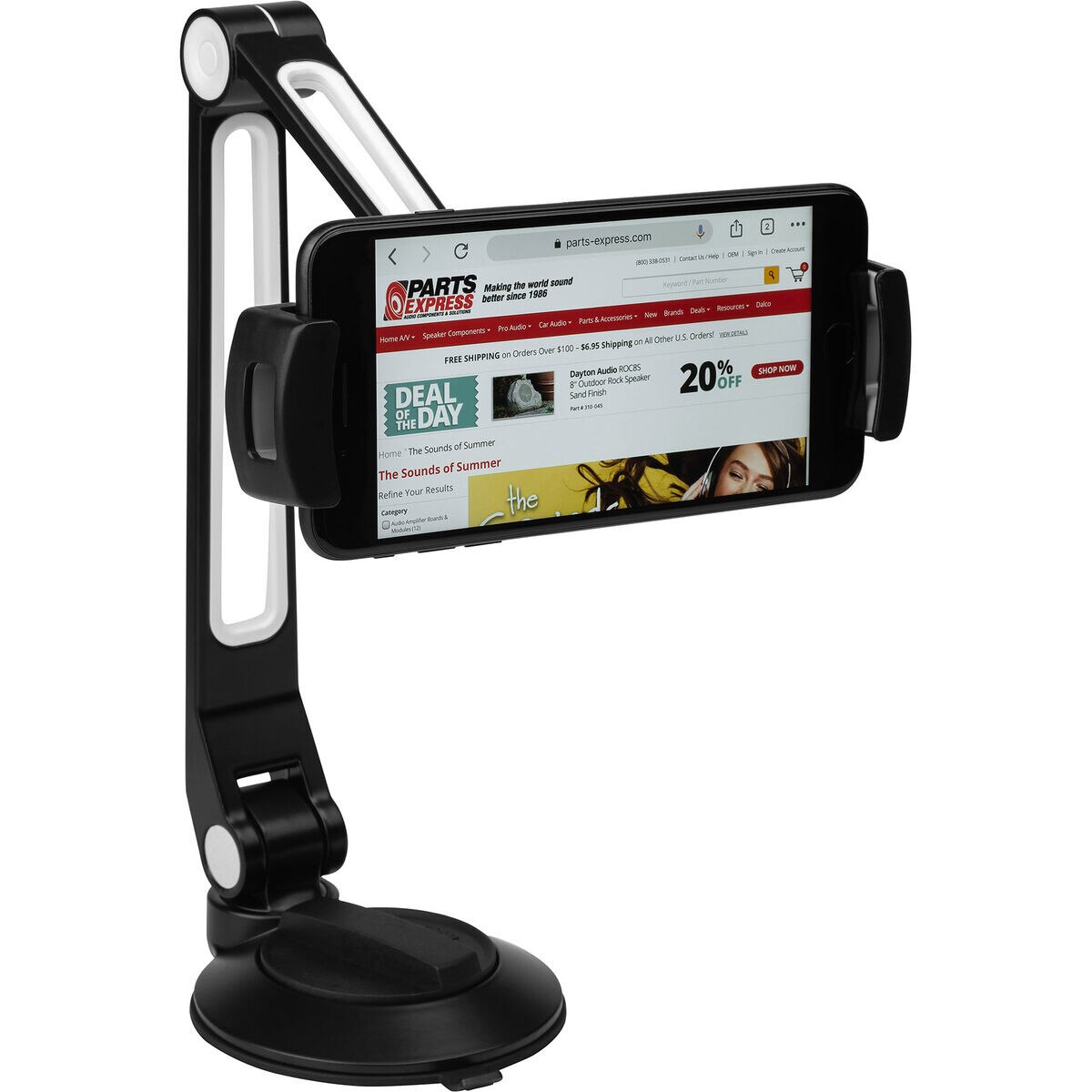 Desktop Smartphone Tablet and IPad Holder Suction Cup Design Black